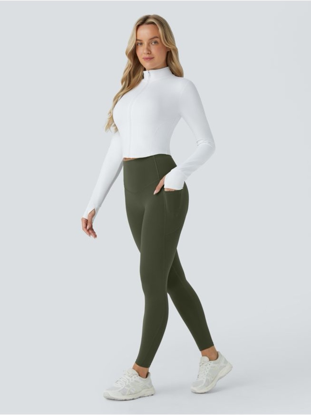 HALARA Olive High-Waist Pocket Leggings